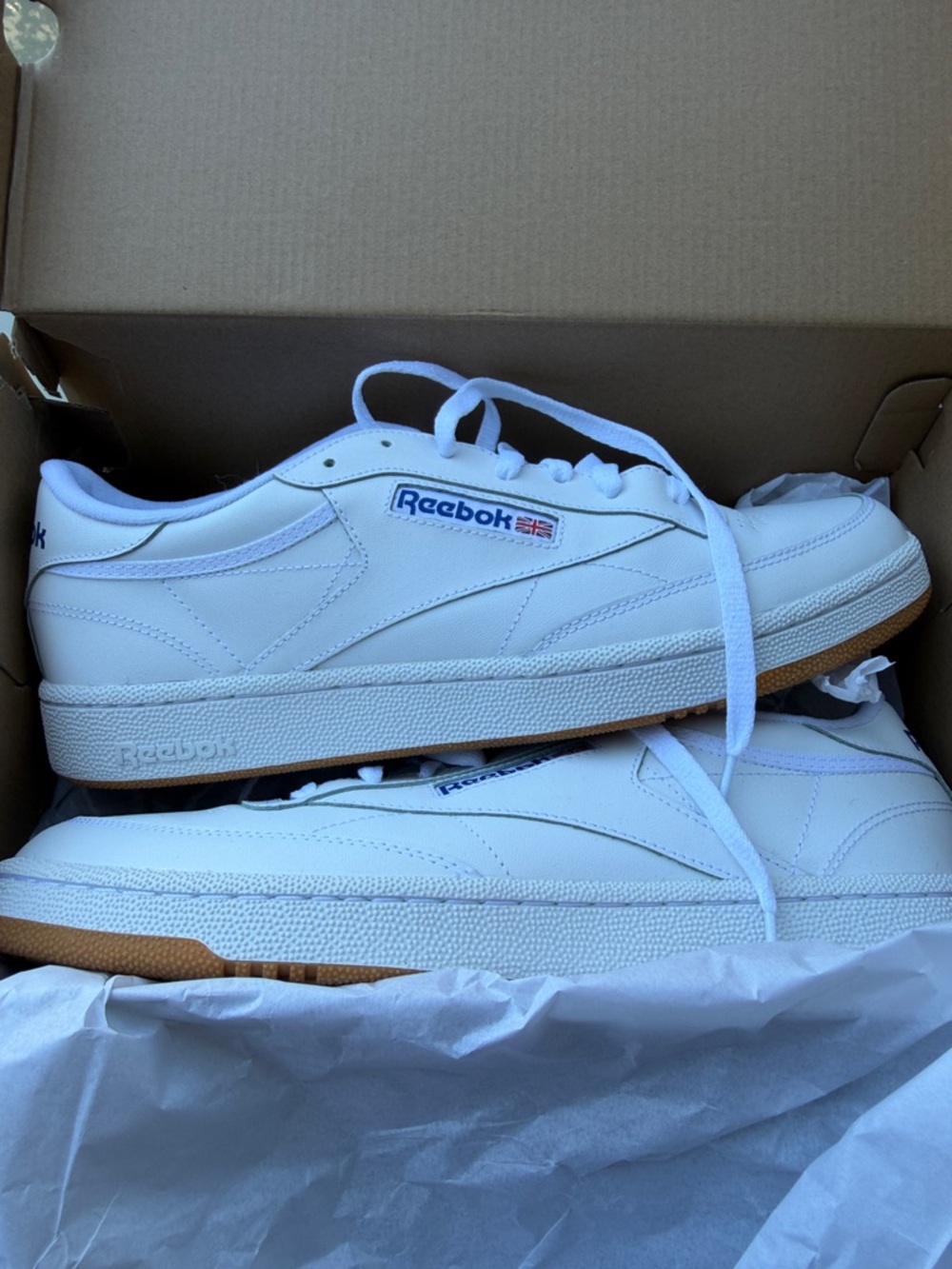 Reebok Club C White Sneakers with Gum Sole